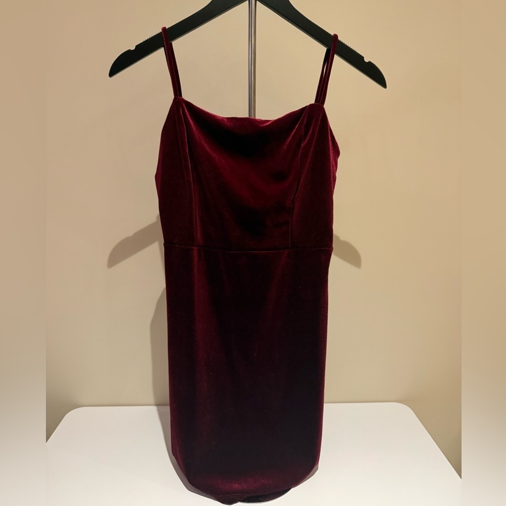 Urban Outfitters Burgundy Red Velvet Sheath Mini Dress Spaghetti Strap